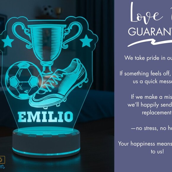 Custom Soccer Night Light – LED Lamp for Boys & Soccer Fans - Picture 6 of 8